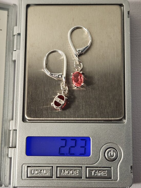 VTG NIB 925 Salmon Triplet Quartz Leverback Earrings - Picture 11 of 11